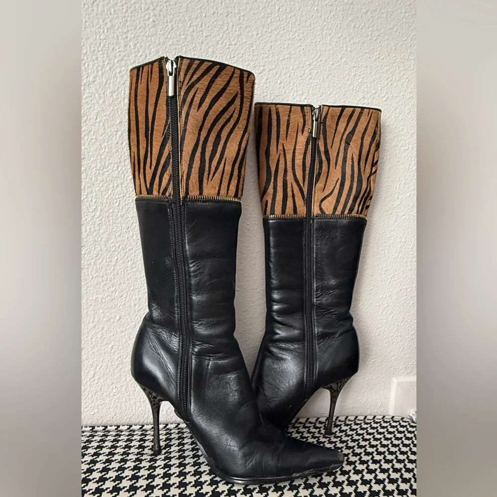 Black and Brown animal print Women's Boots - Picture 6 of 10